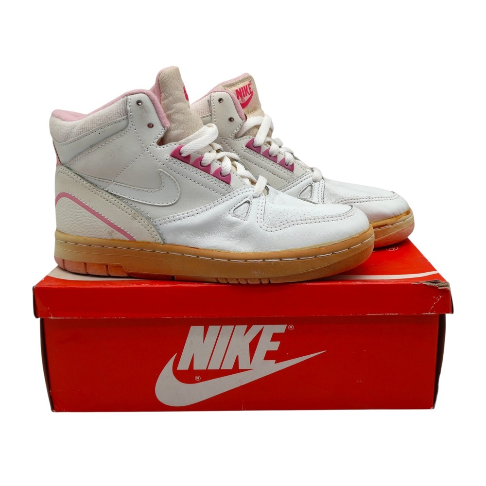 Nike Kiara II High Womens 6.5 Vintage 80s White Shy Pink Deadstock 4529 Korea